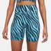 Nike Shorts | Nwt Nike Dri-Fit Training Shorts 7" Zebra Print Cz9207 Chlorine Blue Size Xs, L | Color: Black/Blue | Size: Various