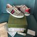 Gucci Shoes | Gucci - Women's Ace Gg Supreme Canvas Low Top Lace Up Sneakers; Size 39.5 | Color: Tan | Size: 9.5