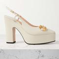 Gucci Shoes | Gucci Horsebit Leather Platform Heels Pumps Sandals Shoes Mystic White | Color: Cream | Size: 41eu