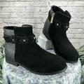 Michael Kors Shoes | Mk Michael Kors Emma Flora Black Suede Fashion Ankle Boots Girls 3mnwot | Color: Black/Gold | Size: 3g