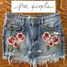 Free People Jeans | Free People Denim Miniskirt Floral Embroidered Distressed Skirt | Color: Blue/Pink | Size: 26