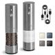 Electric Salt and Pepper Grinder Set, USB Rechargeable, Stainless Steel Automatic Salt and Pepper Mill Grinder with Adjustable Coarseness, Electric Salt Shakers, LED Light, Refillable (2 Packs)