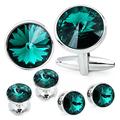 Cufflinks, Cufflink and Studs In Gift Box for Tuxedo Shirt Silver Color with Crystals 11 Styles (Color : Style 8)