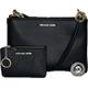 Michael Kors Trisha Medium Pebbled Leather Crossbody Bag bundled with Card Wallet and Purse Hook, Black