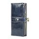Contacts Kiss Lock Wallet for Women Leather Clutch Large Capacity Wallet Vintage Coin Purse RFID Wallet Bifold Card Phone Holder (Dark Blue)