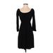 Betsey Johnson Casual Dress Boatneck 3/4 sleeves: Black Solid Dresses - Women's Size Small
