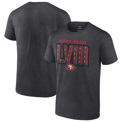 San Francisco 49ers Super Bowl LVIII T-Shirt für Herren in Anthrazit, groß und lang Image