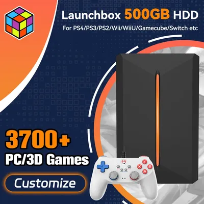 Launchbox-Disque dur de jeu portable 500 Go HDD PS4 PS3 PS2 Wii WiiU Switch Gamecube PC