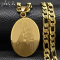 Collier pendentif classique Vierge Marie pour hommes et femmes acier inoxydable plaqué or