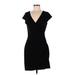 Ann Taylor Casual Dress - Party V-Neck Short sleeves: Black Print Dresses - Women's Size Medium
