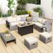 Latitude Run® Celie 9 Piece Sofa Seating Group w/ Cushions Synthetic Wicker/All - Weather Wicker/Wicker/Rattan in White | Outdoor Furniture | Wayfair