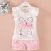 HUANBAI Rabbit Short Girls Bow Set Toddler Dot Kids Casual Fly Sleeve Tops Outfit Boys Outfits&Set