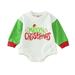 ASFGIMUJ Baby Boy Romper Christmas Long Sleeve Letter Print Romper Bodysuit Fall Clothes Baby Bodysuits Girl Green 9 Months-12 Months