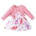 Youmylove Toddler Cardigan And Dress Girls Dinosaur Floral Print Sleeveless Tank Dress Long Sleeve 2Pcs Outfits