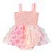 Ykohkofe Girls Sleeveless Gradient Color Floral Tulle Ruffles Romper Shirt Packs for Girls Baby Girl Undershirt Going Home Outfit Baby Girl 6 Month Old Girl Baby Girl Romper 12-18 Months