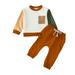 Fattazi Baby Unisex Spring Patchwork Cotton Ribbed Long Sleeve Pants Sweatshirt Outfits Clothes