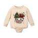 ASFGIMUJ Toddler Romper Children S Kids Toddler Christmas Santa Letters Long Sleeve Sweatshirt Christmas Romper Jumpsuit Baby Bodysuits Girl Beige 6 Months-12 Months