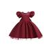 AMILIEe Kids Girls Cocktail Party Dress Mesh Patchwork Bowknot Satin Gowns