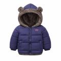 QUYUON Toddler Puffer Jacket Lined Fleece Baby Girls Boys Hooded Down Jacket Winter Warm Thicken Long Sleeve Padded Down Coat Full Zip up Hooded Sweatshirt Jacket Outerwear Navy 7T-8T