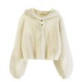 QUYUON Toddler Baby Girls Fleece Jacket Winter Long Sleeve Fleece Jacket Kids Girl s Fleece Hoodie Warm Loose Pullover Jacket Tops Coat Beige 7T-8T