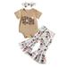 Kids Toddler Baby Girls Spring Summer Print Cotton Ribbed Short Sleeve Romper Bodysuit Girls Fall Outfits Size 14 Kids Outfit Checke Pants Girls Baby Outfits for Girls Cute Fall Outfits for Teen Girls