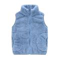 AherBiu Toddler Kids Fleece Vests Zip up Stand Collar Fuzzy Warm Winter Sleeveless Jackets Solid Color