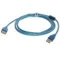 jinsenhg 1.5/3/5/10 Meters USB 2.0 Male to Female Extend Cable Data Sync Super Charging USB Extension Cord blue 3 meters