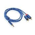 jinsenhg Braid RCA Cable HiFi Stereo 2 RCA to 3.5mm Audio Cable 15M Y Splitter Aux Cable for TV PC Amplifiers DVD Speaker Blue 1m