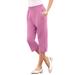 Plus Size Women's Soft Knit Capri Pant by Roaman's in Mauve Orchid (Size 2X)