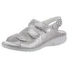 Riemchensandale WALDLÄUFER "GUNNA", Damen, Gr. 6 (39), grau (grau, metallic), Veloursleder, feminin, Schuhe, Sommerschuh, Sandalette, Keilabsatz, in Metallic-Optik, G-Weite