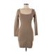 Line & Dot Casual Dress - Mini: Brown Marled Dresses - Women's Size Medium