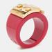 Louis Vuitton Jewelry | Louis Vuitton Fuchsia Resin Lock Me Gold Tone Ring Size 53/M | Color: Gold | Size: Os
