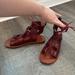 American Eagle Outfitters Shoes | American Eagle Outfitters Flat Sandal. | Color: Red | Size: 8