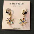 Kate Spade Jewelry | Kate Spade Gold Tone Firework Floral Huggie Drop Earrings Multi Cz Accents Nwt | Color: Blue/Gold | Size: Os