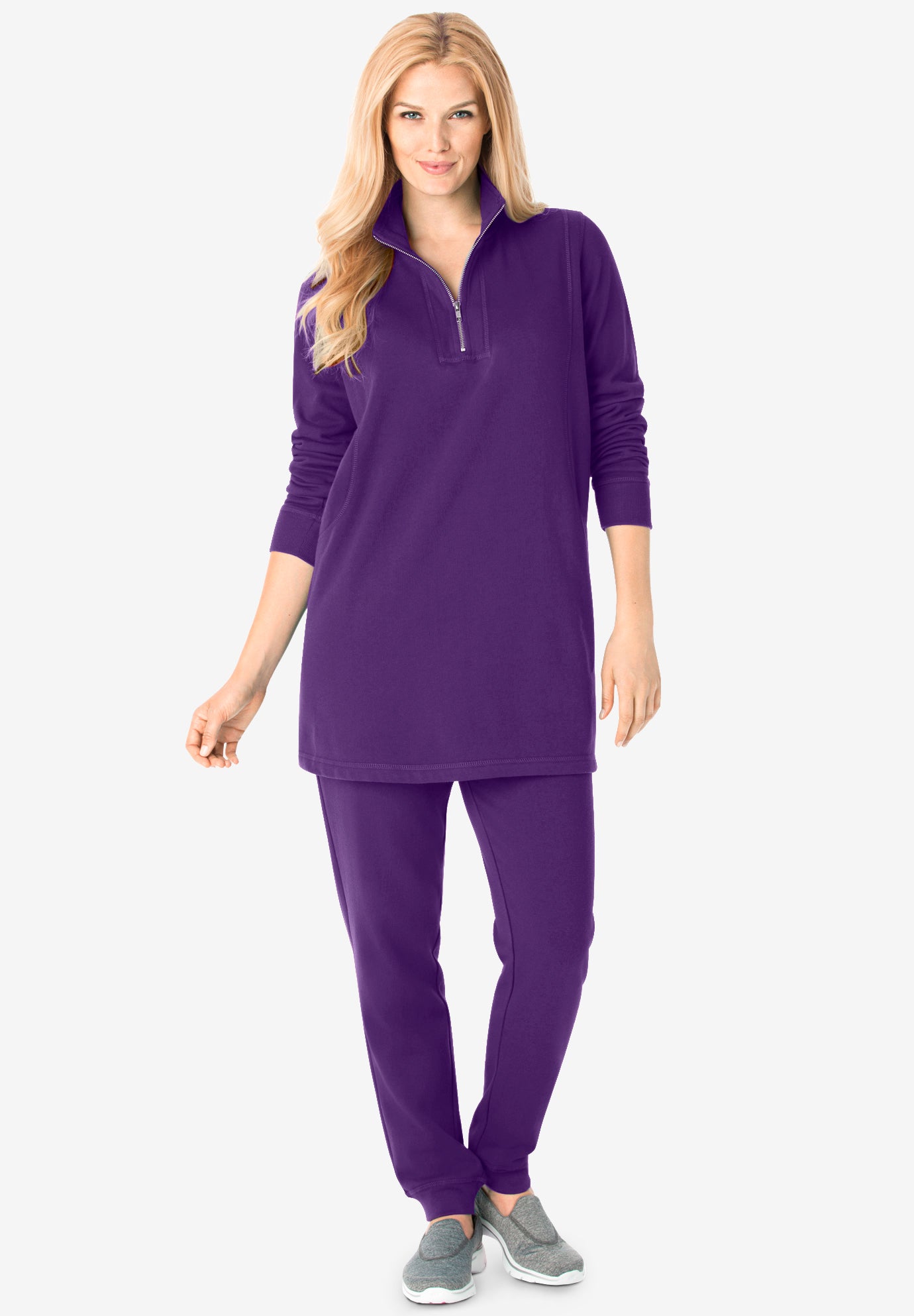 Plus Size Women's 2-piece fleece sweatshirt set by Woman Within in Radiant Purple (Size M)