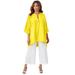 Plus Size Women's Hi-Low Linen Tunic by Jessica London in Bright Yellow (Size 34 W) Long Shirt