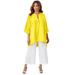 Plus Size Women's Hi-Low Linen Tunic by Jessica London in Bright Yellow (Size 28 W) Long Shirt