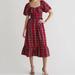 J. Crew Dresses | J Crew Smocked Puff-Sleeve Cotton Poplin Midi Dress | Color: Red | Size: S