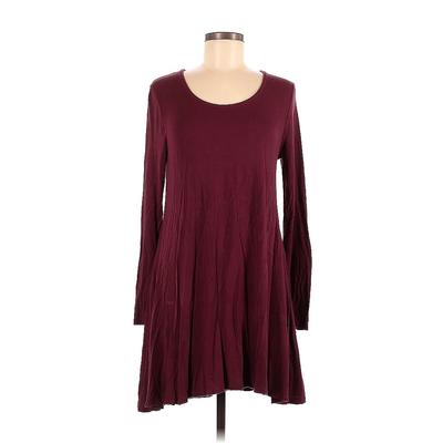 rue21 Casual Dress - A-Line Scoop Neck Long sleeves: Burgundy Solid Dresses - Women's Size Medium