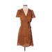 J.Crew Factory Store Casual Dress - Wrap V Neck Short sleeves: Orange Dresses - Women's Size 4