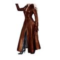 BIHAOSIYANG Ladies Long Faux Leather Trench Coat PVC Leather Coat Elegant Ladies Trench Coat With Slim Fit Casual Jacket (Color : Brown, Size : XL)