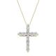 ALLORYA 1.00 Carat Round Lab Grown White Diamond Classic Cross Pendant with 18 inch Gold Chain for Women in 14K Yellow Gold