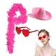 Chapeau de cowboy rose pour adulte chapeau de cow-girl rose lunettes de soleil en forme de cœur