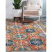 Blue/Brown Rectangle 9' x 12' Indoor Area Rug - Langley Street® Eddins Geometric Orange/Blue/Brown Area Rug | Wayfair