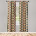 East Urban Home Geometric Curtains Retro Pop Art Squares Pair of Teal Ruby & Apricot Microfiber in Blue/Brown/Green | 95 H x 56 W in | Wayfair