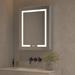 Orren Ellis 24 Inch Surface Mount Medicine Cabinet Wall Mirror LED Light w/ Electrical Outlet & Anti-fog, Wood | 30 H x 24 W x 5 D in | Wayfair