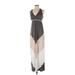 INC International Concepts Casual Dress - Midi Plunge Sleeveless: Gray Dresses - Women's Size P
