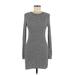 Peruvian Connection Casual Dress - Sweater Dress: Gray Marled Dresses - Women's Size Medium