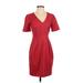 J.Crew Casual Dress - Sheath V Neck Short sleeves: Burgundy Solid Dresses - Women's Size 2 Petite