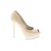 Aldo Heels: Slip On Platform Cocktail Party Ivory Solid Shoes - Women's Size 7 - Peep Toe